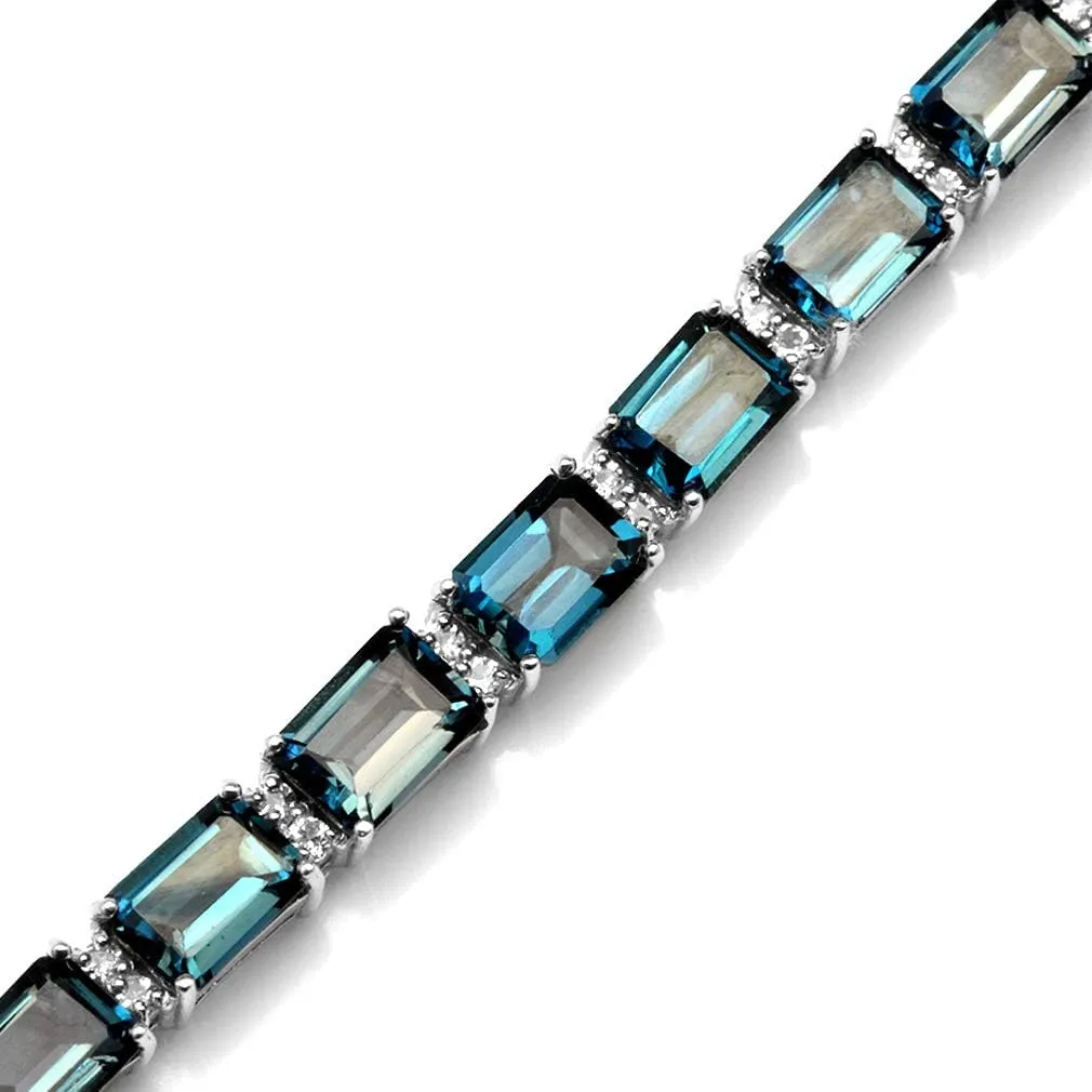 Silvershake 7X5mm Octagon Shape Birthstone Gemstone White Gold Plated 925 Sterling Silver Tennis Bracelet Adjustable 7 to 8.5 Inch Jewelry for Women