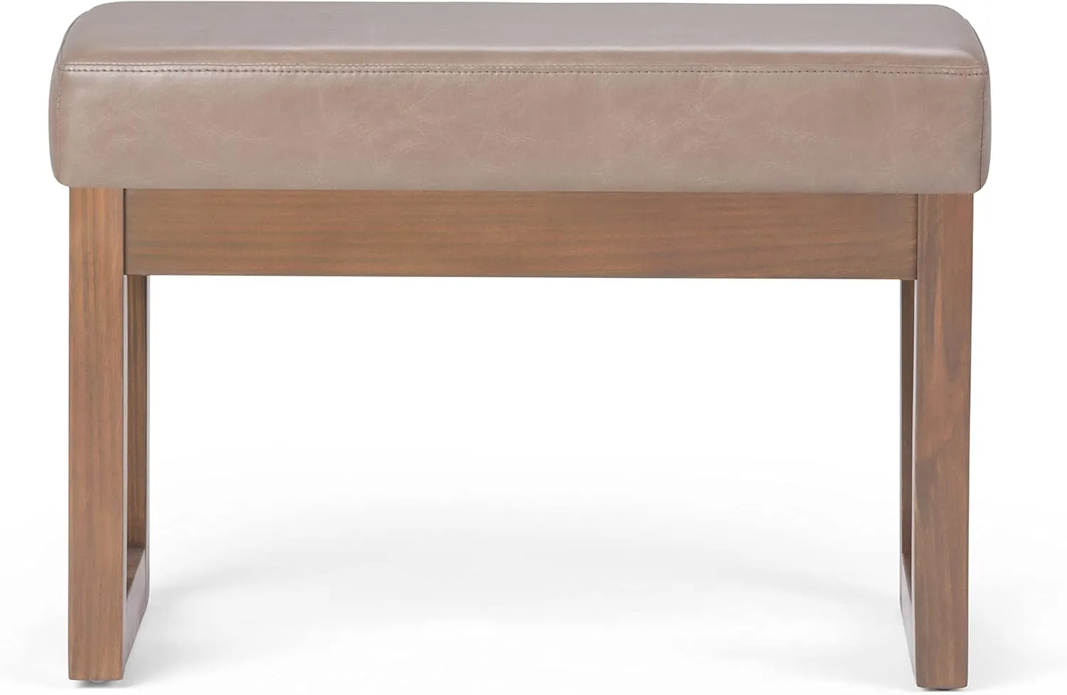 SIMPLIHOME Milltown 27 inch Wide Contemporary Rectangle Footstool Ottoman Bench in Ash Blonde Vegan Faux Leather, Assembled, For the Living Room and Bedroom