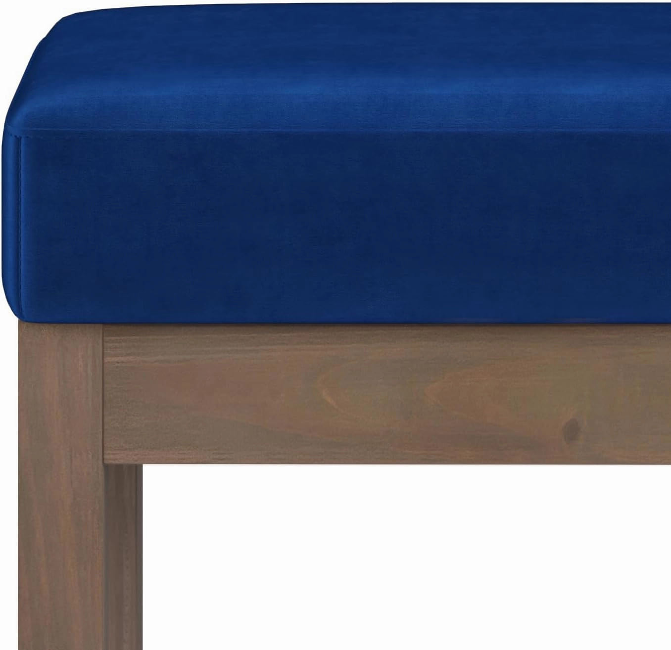 SIMPLIHOME Milltown 27 inch Wide Contemporary Rectangle Footstool Ottoman Bench in Blue Velvet Fabric, Assembled, For the Living Room and Bedroom