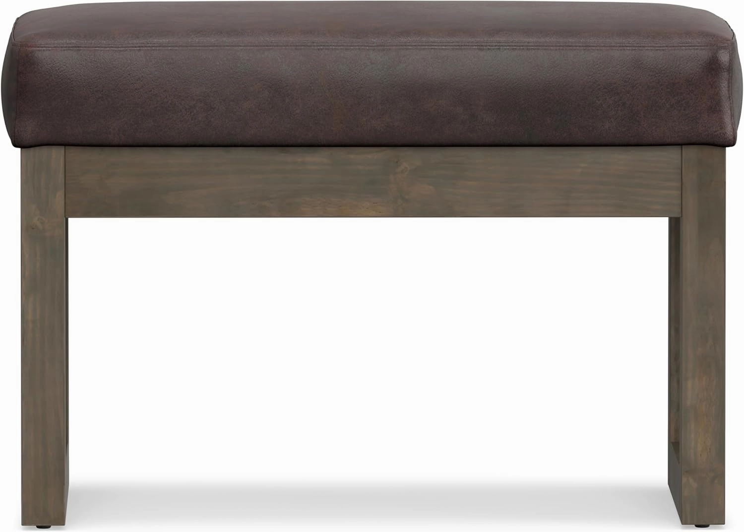 SIMPLIHOME Milltown 27 inch Wide Contemporary Rectangle Footstool Ottoman Bench in Distressed Brown Vegan Faux Leather, Assembled, for the Living Room and Bedroom
