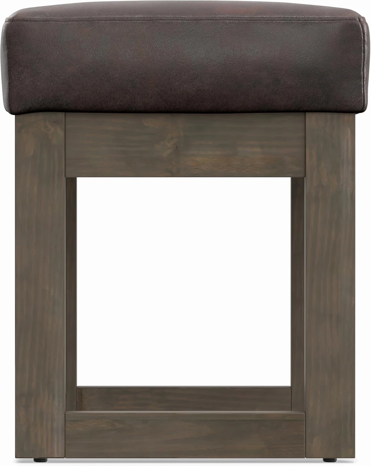 SIMPLIHOME Milltown 27 inch Wide Contemporary Rectangle Footstool Ottoman Bench in Distressed Brown Vegan Faux Leather, Assembled, for the Living Room and Bedroom