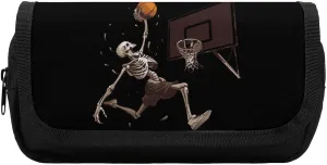 Skeleton Basketball Slam Dunk Pencil Case Portable Pencil Pouch Pen Bag Large Capacity Stationery Bag for Home Office