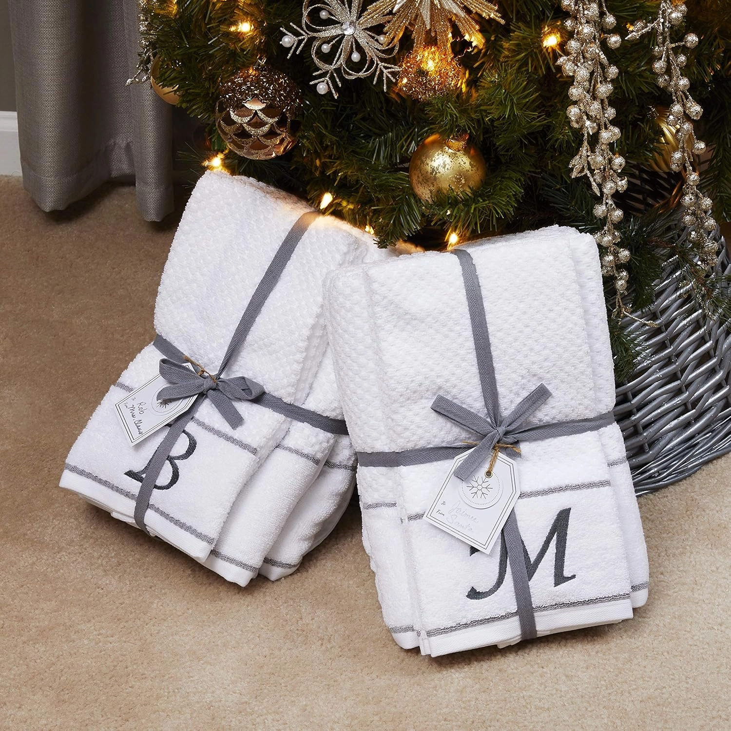 SKL Home by Saturday Knight Ltd. Monogram "G" Bath and Hand Towel Set, White, 4-pack