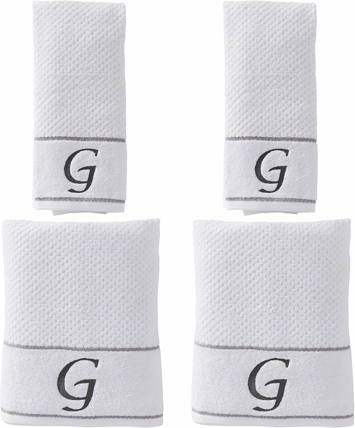 SKL Home by Saturday Knight Ltd. Monogram "G" Bath and Hand Towel Set, White, 4-pack