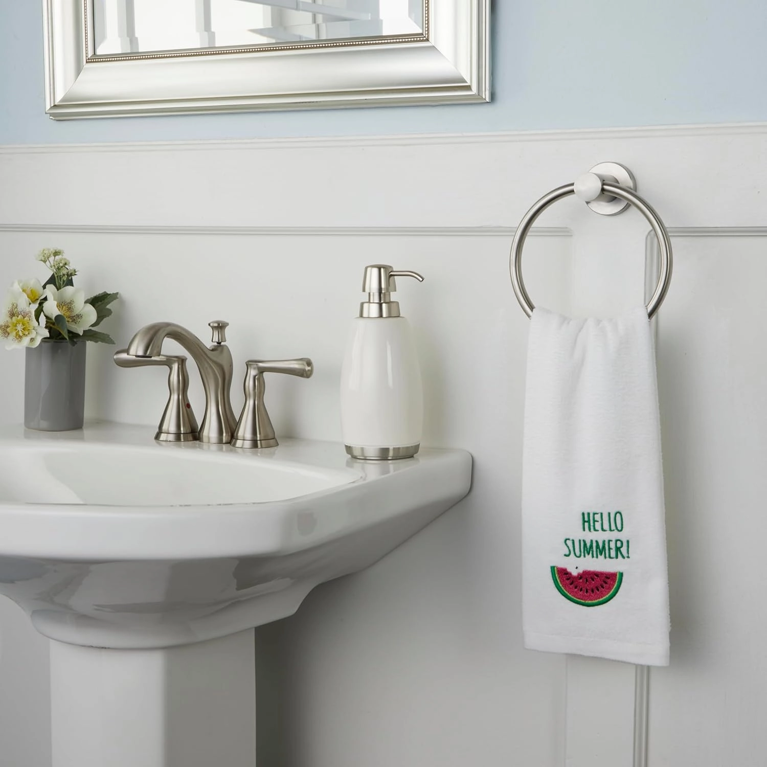 SKL HOME Hello Summer Hand Towel Set, White Small