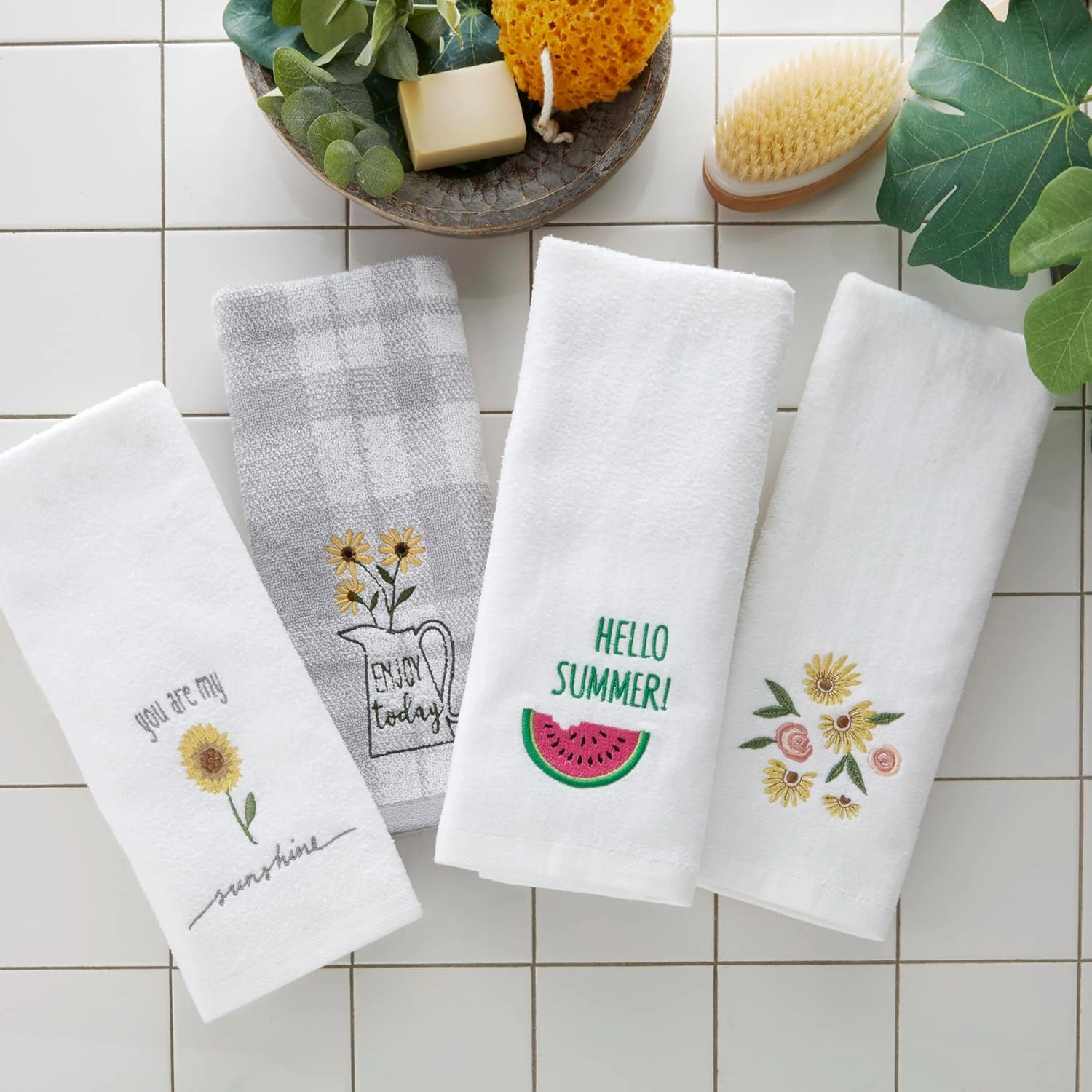 SKL HOME Hello Summer Hand Towel Set, White Small