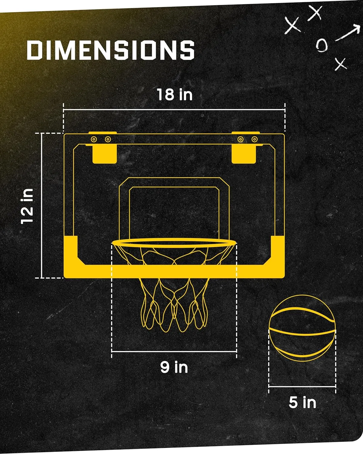 SKLZ Pro Mini Indoor Basketball Hoop - Over The Door – Portable - Great for Home, Dorms, Offices, and Gifts