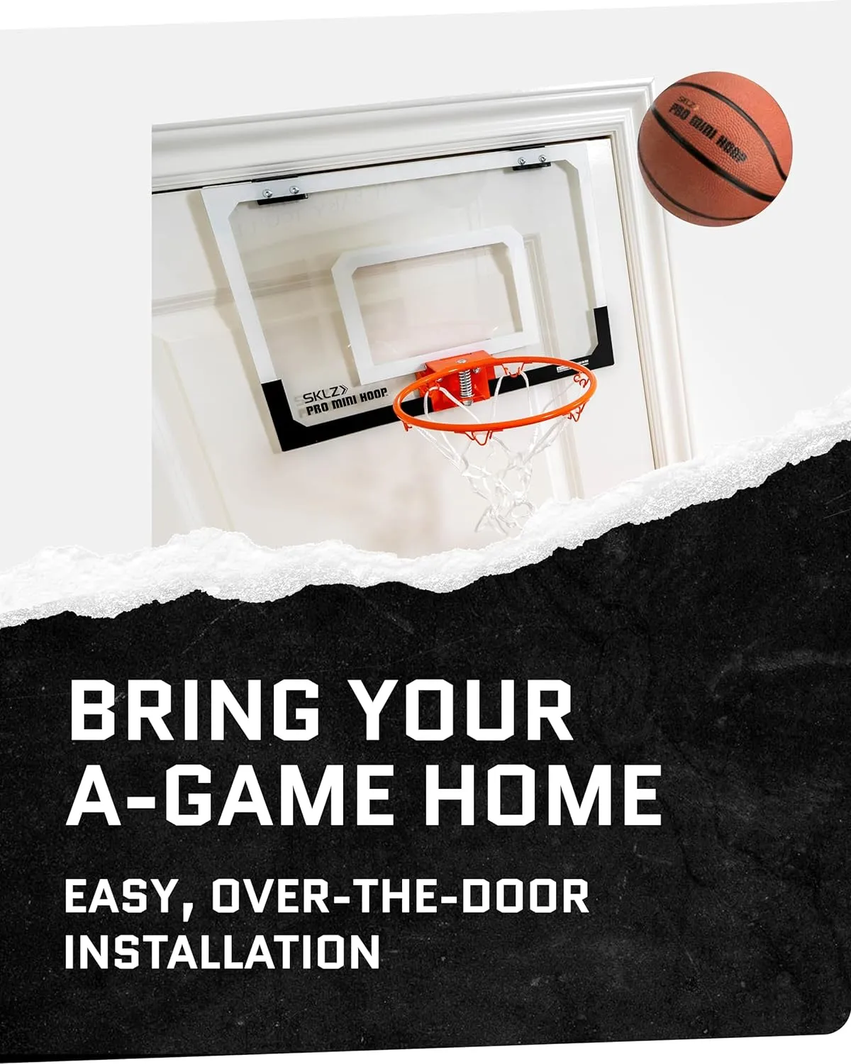 SKLZ Pro Mini Indoor Basketball Hoop - Over The Door – Portable - Great for Home, Dorms, Offices, and Gifts