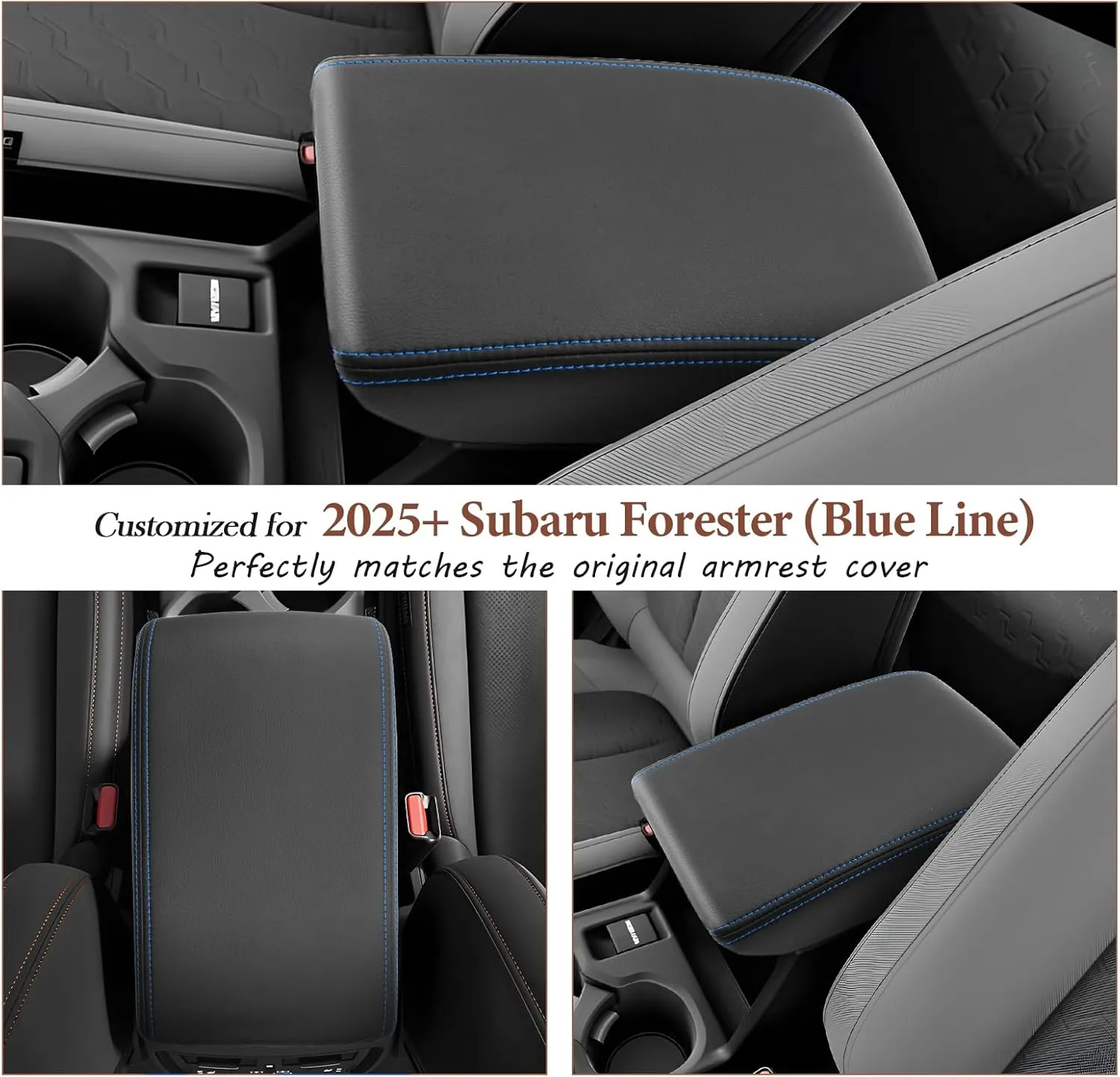 SKTU 2025 Forester Accessories Center Console Cover for 2025  Subaru Forester (Base/Premium/Sport/Wilderness/Limited/Touring) Armrest Cover Subaru Forester 2025 Accessories Console Cushion (Blue Line)