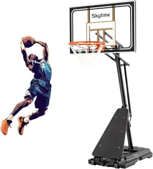 Skytime Basketball Hoop Outdoor,Adjustable Portable Basketbal Goal System with 5.3-10ft Height Stepless Regulation