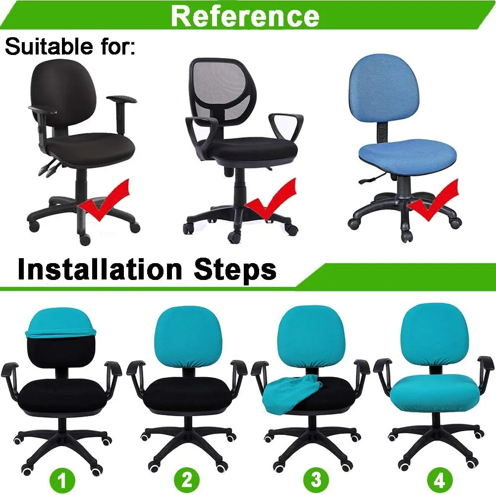 Smiry Stretch Jacquard Office Computer Chair Covers, Removable Washable Universal Desk Rotating Chair Slipcovers Protector, Seat   Backrest Cover, Black