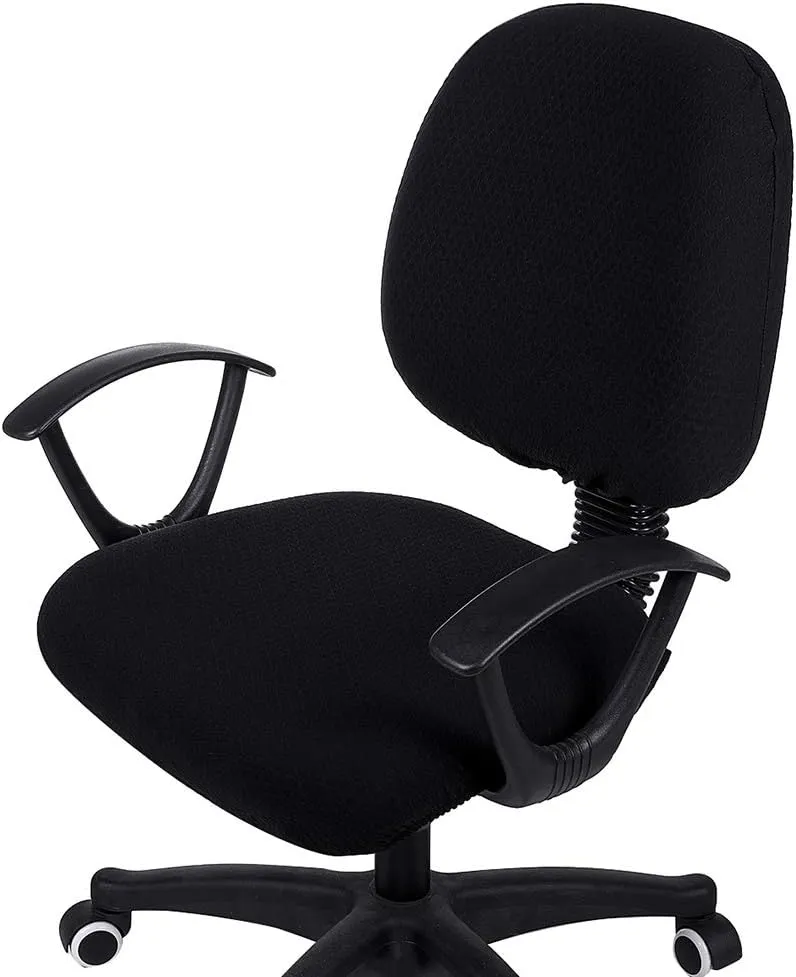 Smiry Stretch Jacquard Office Computer Chair Covers, Removable Washable Universal Desk Rotating Chair Slipcovers Protector, Seat   Backrest Cover, Black