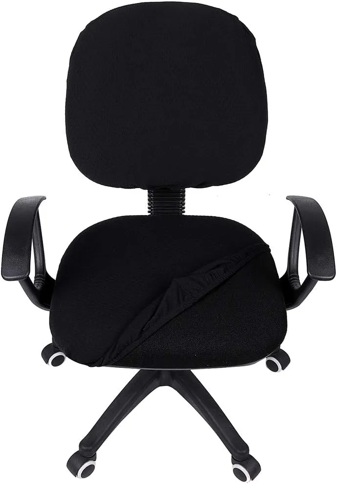Smiry Stretch Jacquard Office Computer Chair Covers, Removable Washable Universal Desk Rotating Chair Slipcovers Protector, Seat   Backrest Cover, Black