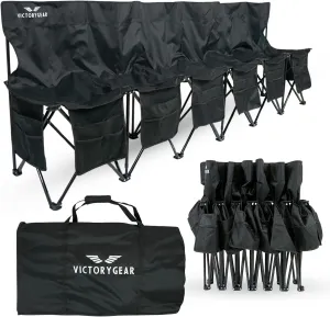 Soccer Bench - Team Bench Soccer 6 Seats - Foldable Soccer Bench with 8 Pockets & Carrying Bag - Portable Soccer Bench - Sideline Bench 6 - Folding Sports Bench - Portable Folding Bench.