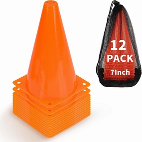 Soccer Cones 12/24 Pack with Mesh Bag-Traffic Cones for Field Marker Agility-Soccer, Skating, Football, Basketball, Indoor and Outdoor Games