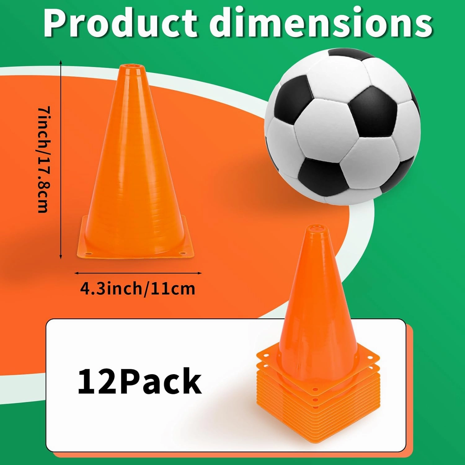 Soccer Cones 12/24 Pack with Mesh Bag-Traffic Cones for Field Marker Agility-Soccer, Skating, Football, Basketball, Indoor and Outdoor Games