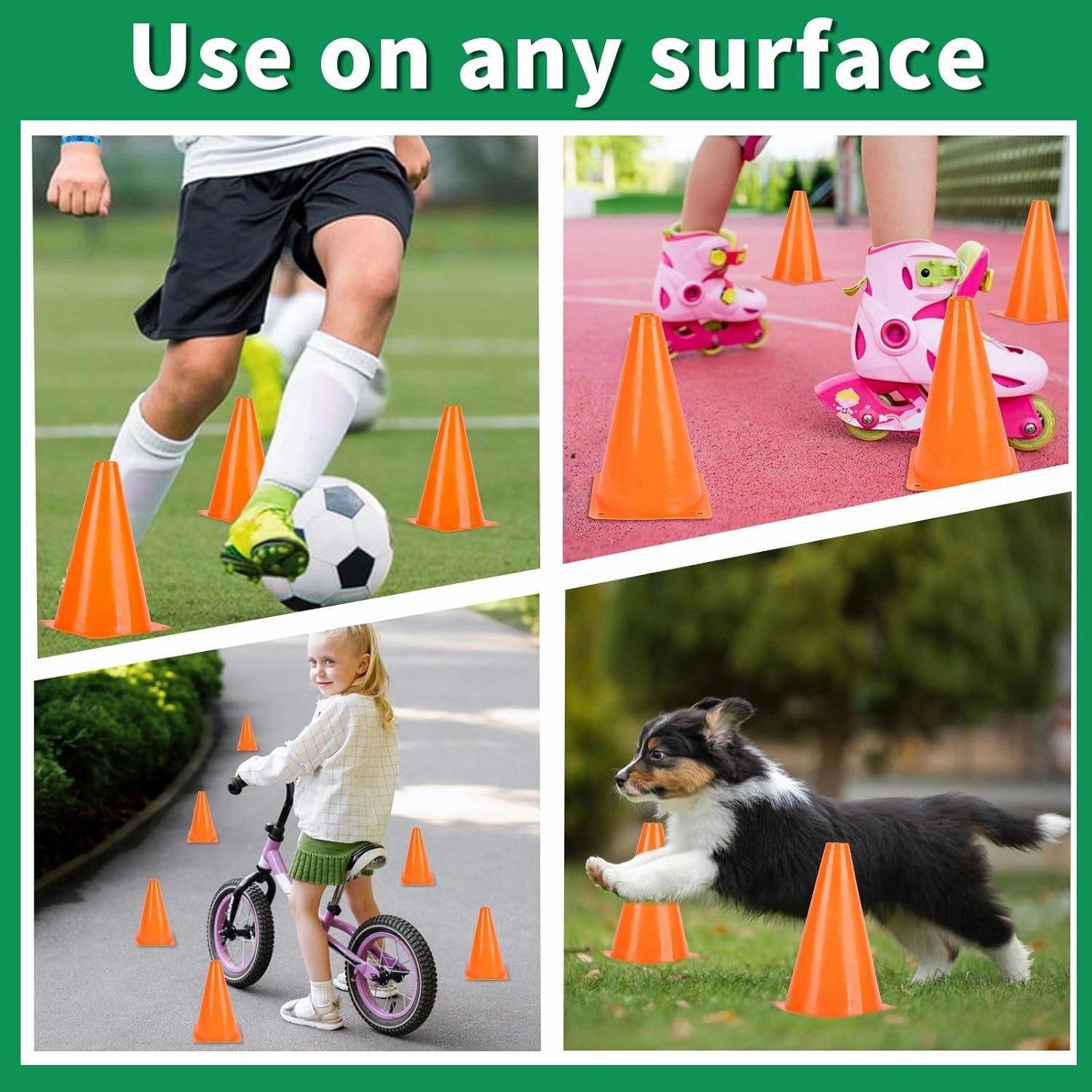 Soccer Cones 12/24 Pack with Mesh Bag-Traffic Cones for Field Marker Agility-Soccer, Skating, Football, Basketball, Indoor and Outdoor Games