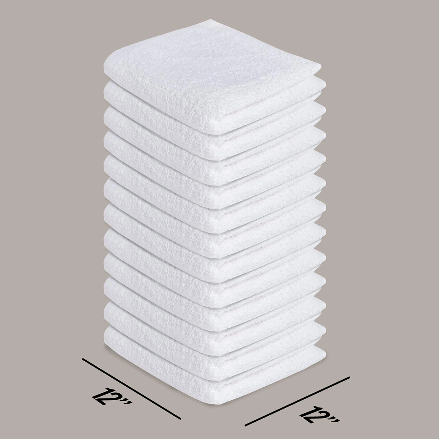 Softolle 100% Cotton Ring Spun Wash Cloths Pack of 24 (12x12 Inches)– Bulk Pack of Washcloths – Wash Cloth for Face, Highly Absorbent, Soft and Face Towels (White)