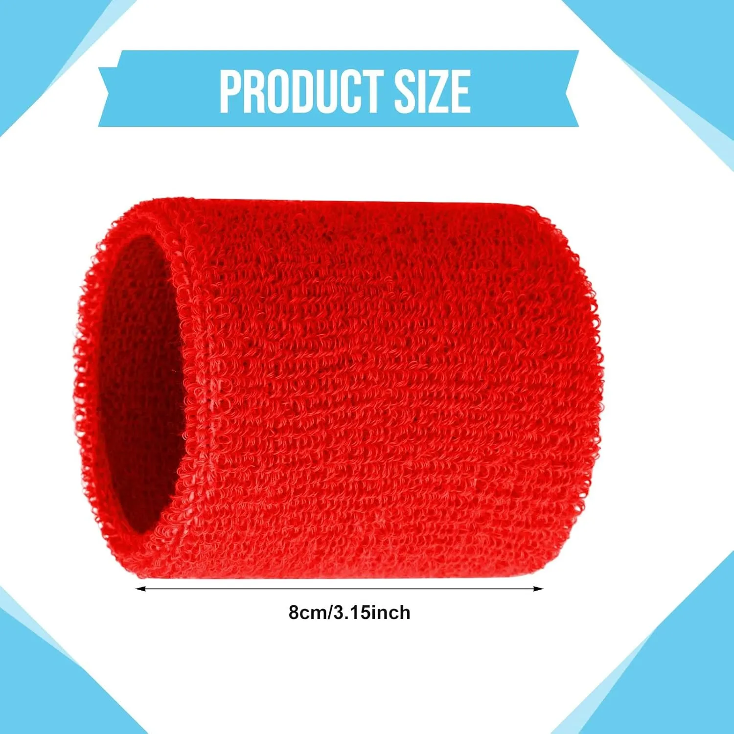Sosation 50 Pair Cotton Wrist Sweatbands Bulk Absorbent Sports Wristband Athletic Sweat Bands for Wrists Men Women Tennis