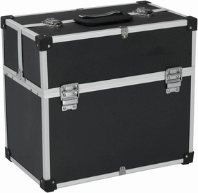 Spacious and Durable Tool Case with Extendable Trays, Lockable Design, Handle, Aluminum Construction, Black