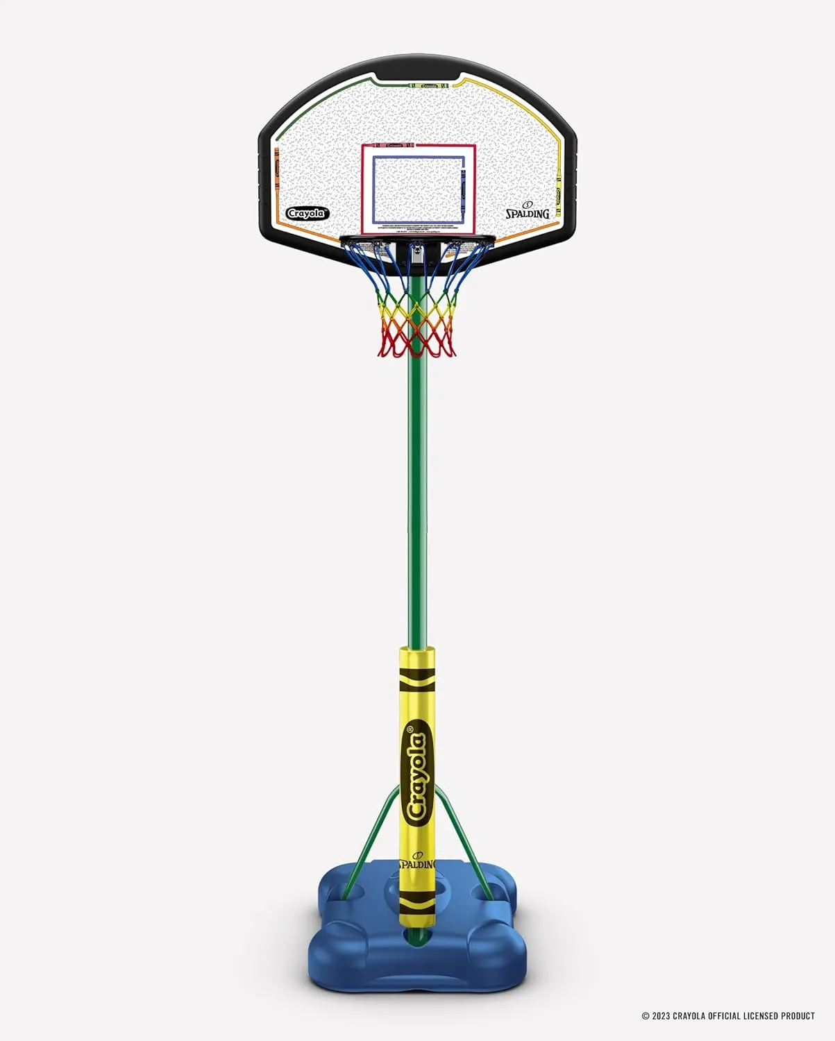 Spalding X Crayola 32" Molded Eco-Composite Telescoping Portable Basketball Hoop with Mini Court Marking Kit