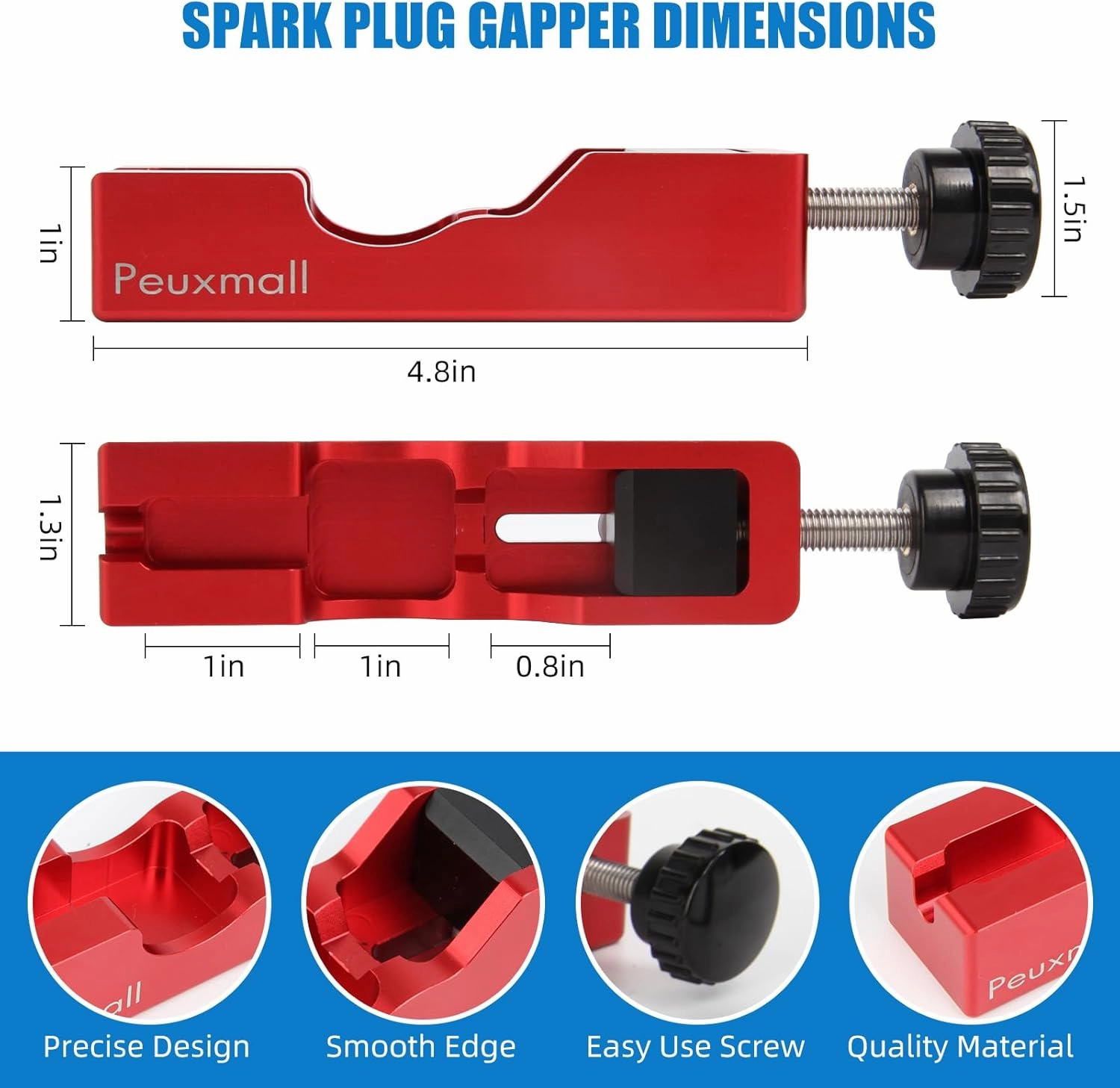 Spark Plug Gap Tool, Spark Plug Gapping Tool with 32 Blade Steel Feeler Gauge, Universal Spark Plug Gap Tool for Most 10mm 12mm 14mm 16mm Spark Plugs (Red)