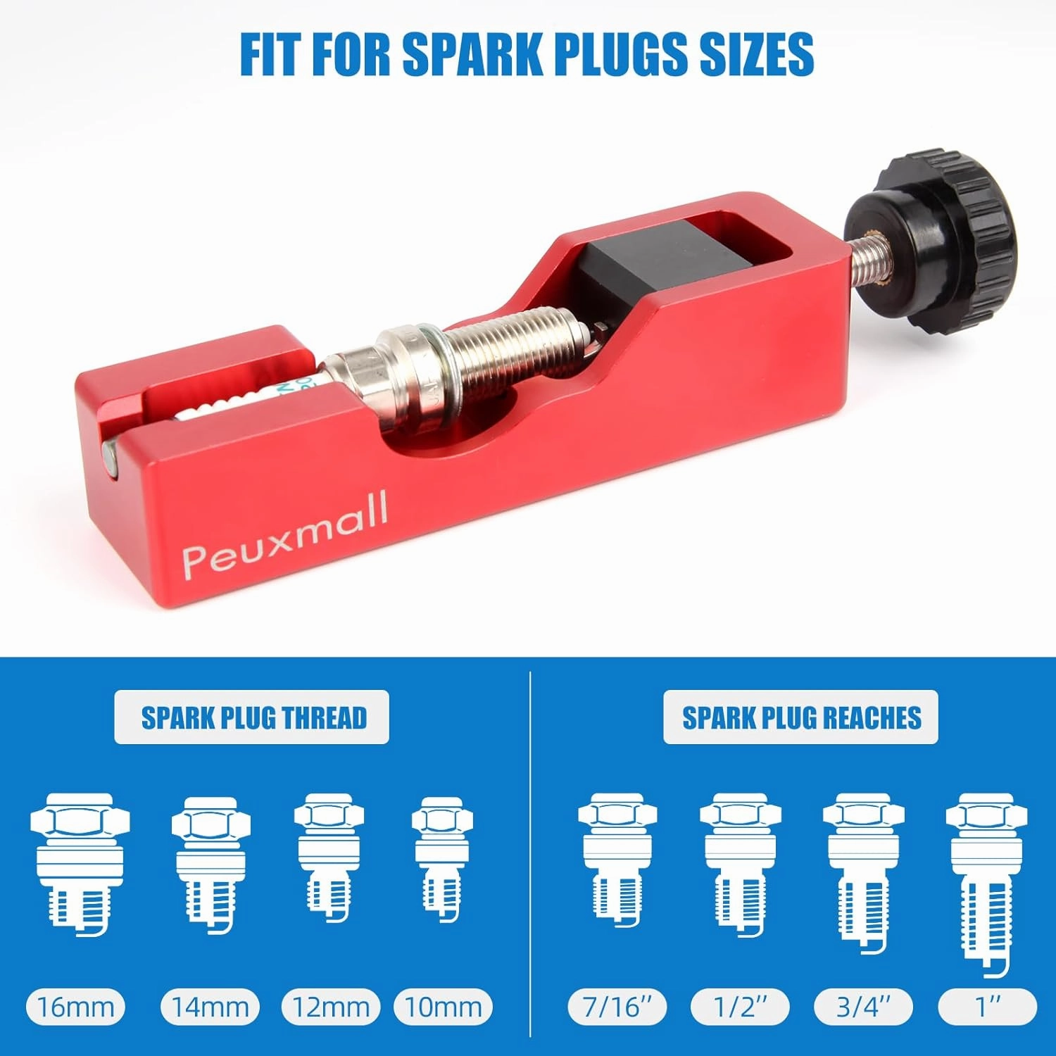 Spark Plug Gap Tool, Spark Plug Gapping Tool with 32 Blade Steel Feeler Gauge, Universal Spark Plug Gap Tool for Most 10mm 12mm 14mm 16mm Spark Plugs (Red)