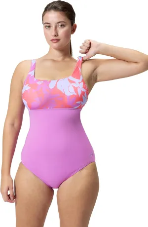Speedo Women's Swimsuit One Piece Adjustable Square Neck Moderate Cut