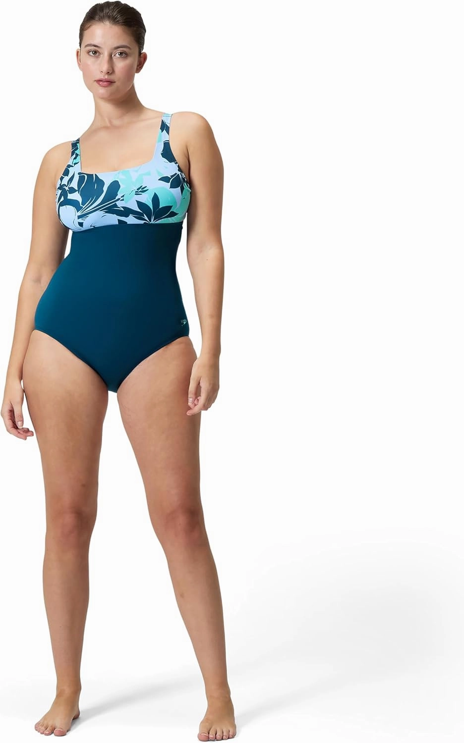 Speedo Women's Swimsuit One Piece Adjustable Square Neck Moderate Cut