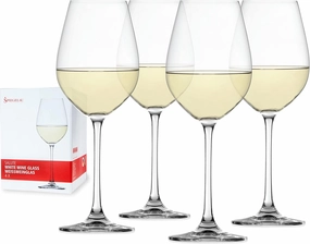 Spiegelau Salute White Wine Glasses, Set of 4, European-Made Lead-Free Crystal, Classic Stemmed, Dishwasher Safe, Professional Quality White Wine Glass Gift Set, 16.4 oz