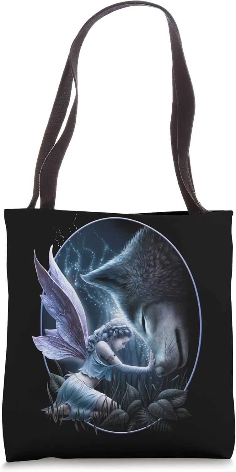 Spiral Original - Sacred Bond - Fairy and Wolf Tote Bag