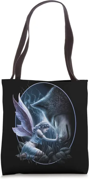 Spiral Original - Sacred Bond - Fairy and Wolf Tote Bag