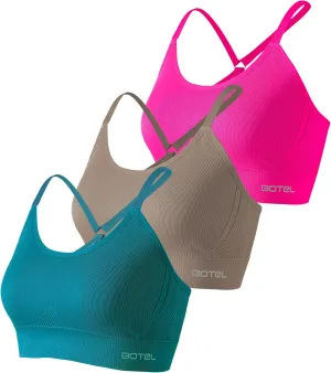 Sports Bras for Women 3 Pack, Adjustable Straps Yoga Workout Bra Comfortable Medium Supportive
