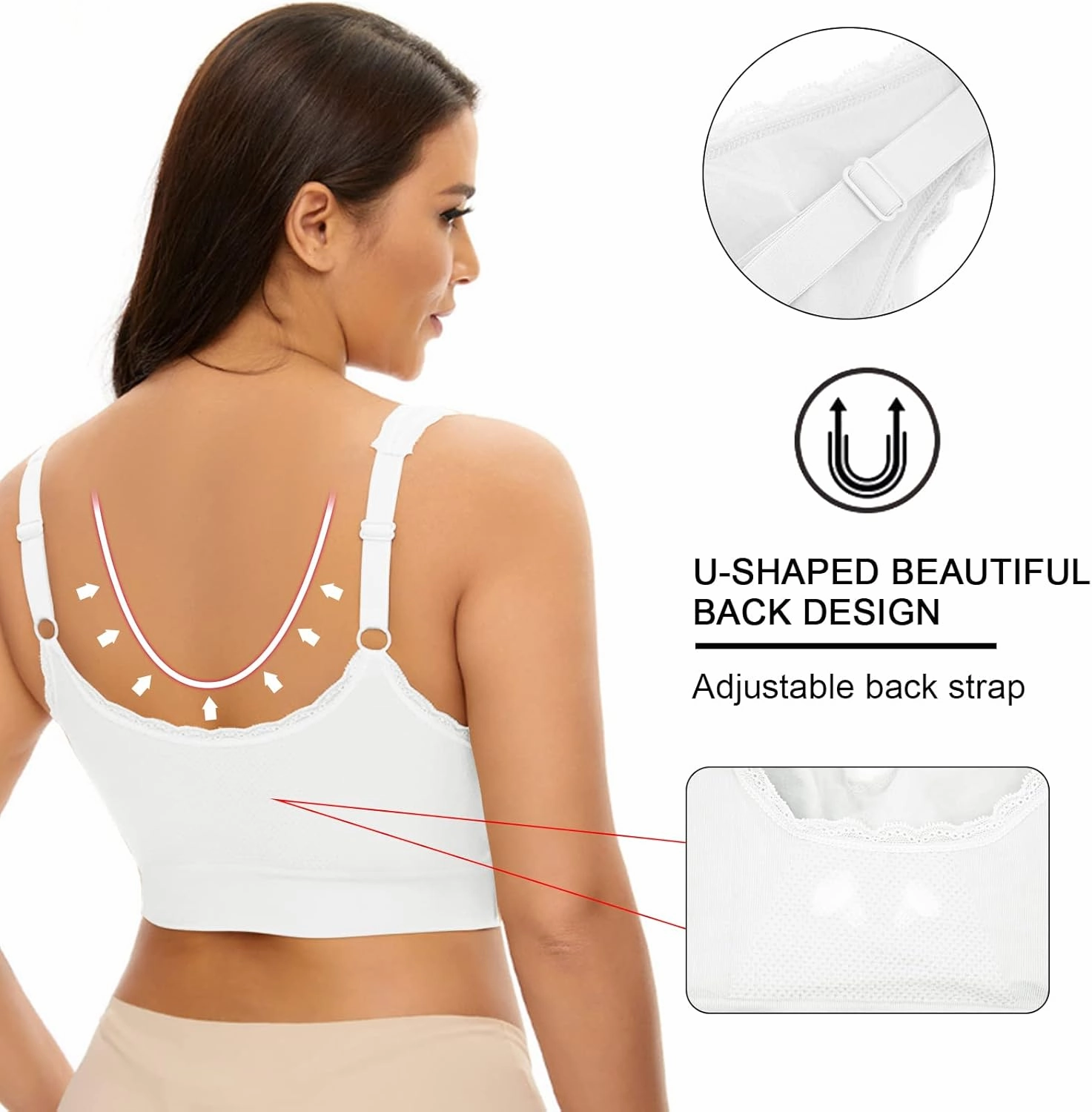 Sports Bras for Women Front Cross Front Side Buckle Bra Wireless Bra Pads Seamless Comfort Bra Yoga Bra 1/2/3 Pack