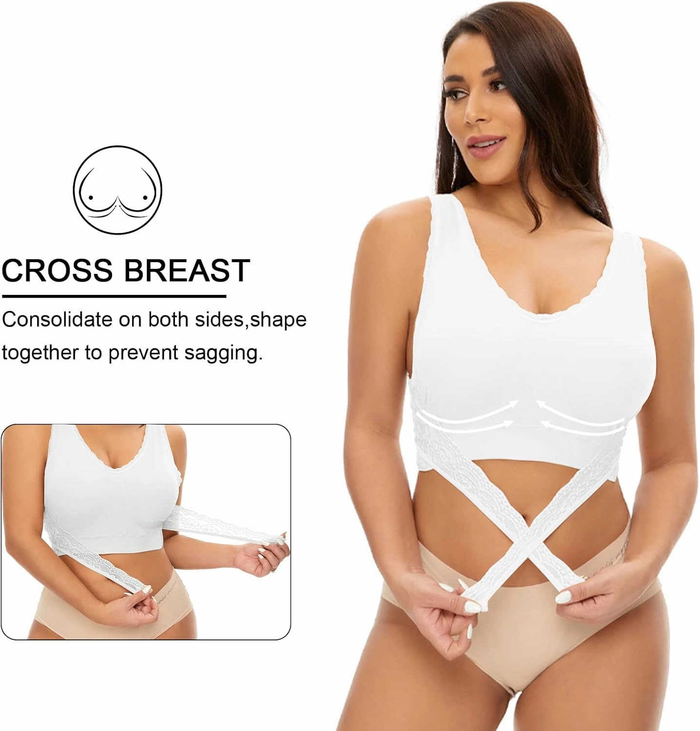 Sports Bras for Women Front Cross Front Side Buckle Bra Wireless Bra Pads Seamless Comfort Bra Yoga Bra 1/2/3 Pack