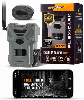 SPYPOINT Flex-Dark Cellular Trail Camera, 40MP Photos, 1080p Video   Sound, No-Glow Game Camera, Hunting Night Vision, Motion Activated,100ft Detection, No WiFi Needed Trail Cam