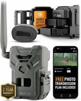 SPYPOINT Flex-Plus Cellular Trail Camera, 36MP Photos and 1080p Videos w/Sound, Double The Battery Capacity, GPS-Enabled, Dual-SIM LTE Connectivity, 100' Flash & Detection Range, 4 Capture Modes