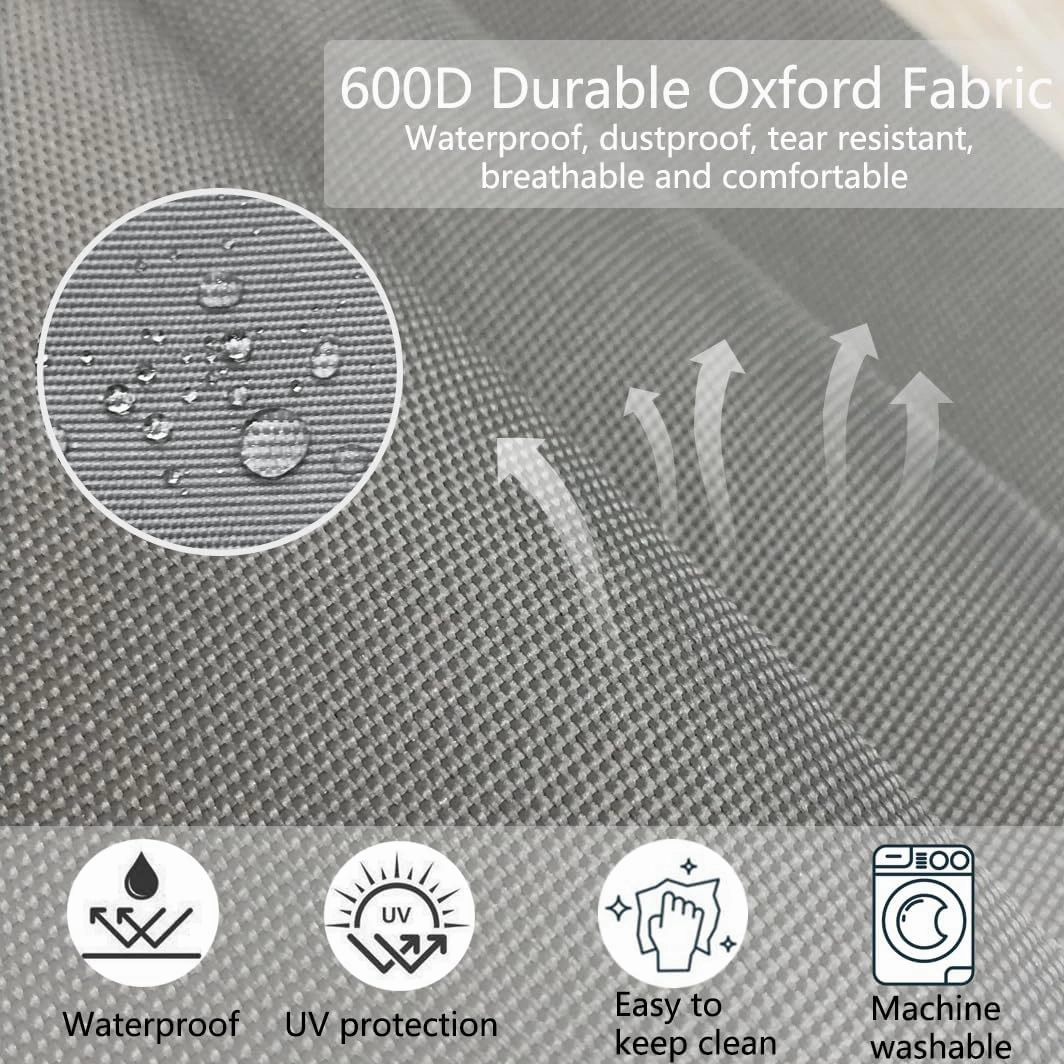Sqodok Outdoor Cushion Covers 14Pcs Patio Cushion Slipcovers, Replacement Waterproof with Zipper for 6-Seaters Sofa, Outdoor Furniture Cushion Slipcovers Set Seat and Back, Covers Only, Grey