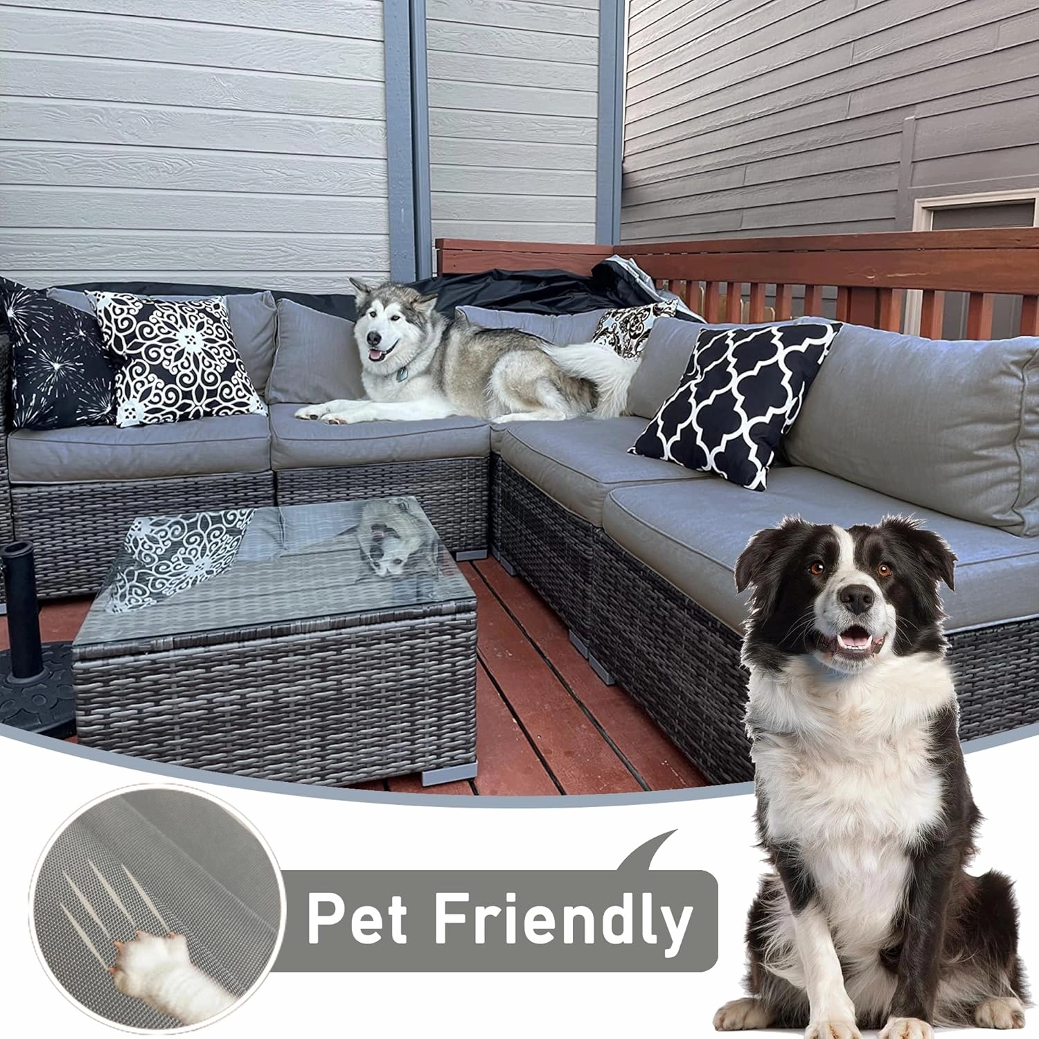 Sqodok Outdoor Cushion Covers 14Pcs Patio Cushion Slipcovers, Replacement Waterproof with Zipper for 6-Seaters Sofa, Outdoor Furniture Cushion Slipcovers Set Seat and Back, Covers Only, Grey