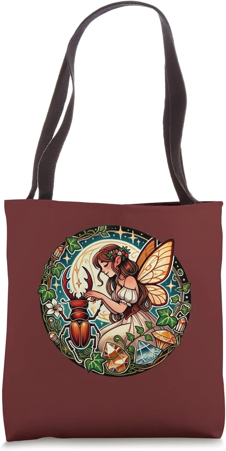 Stag Beetle Fairy Illustration Lucanidae Art Beetles Tote Bag