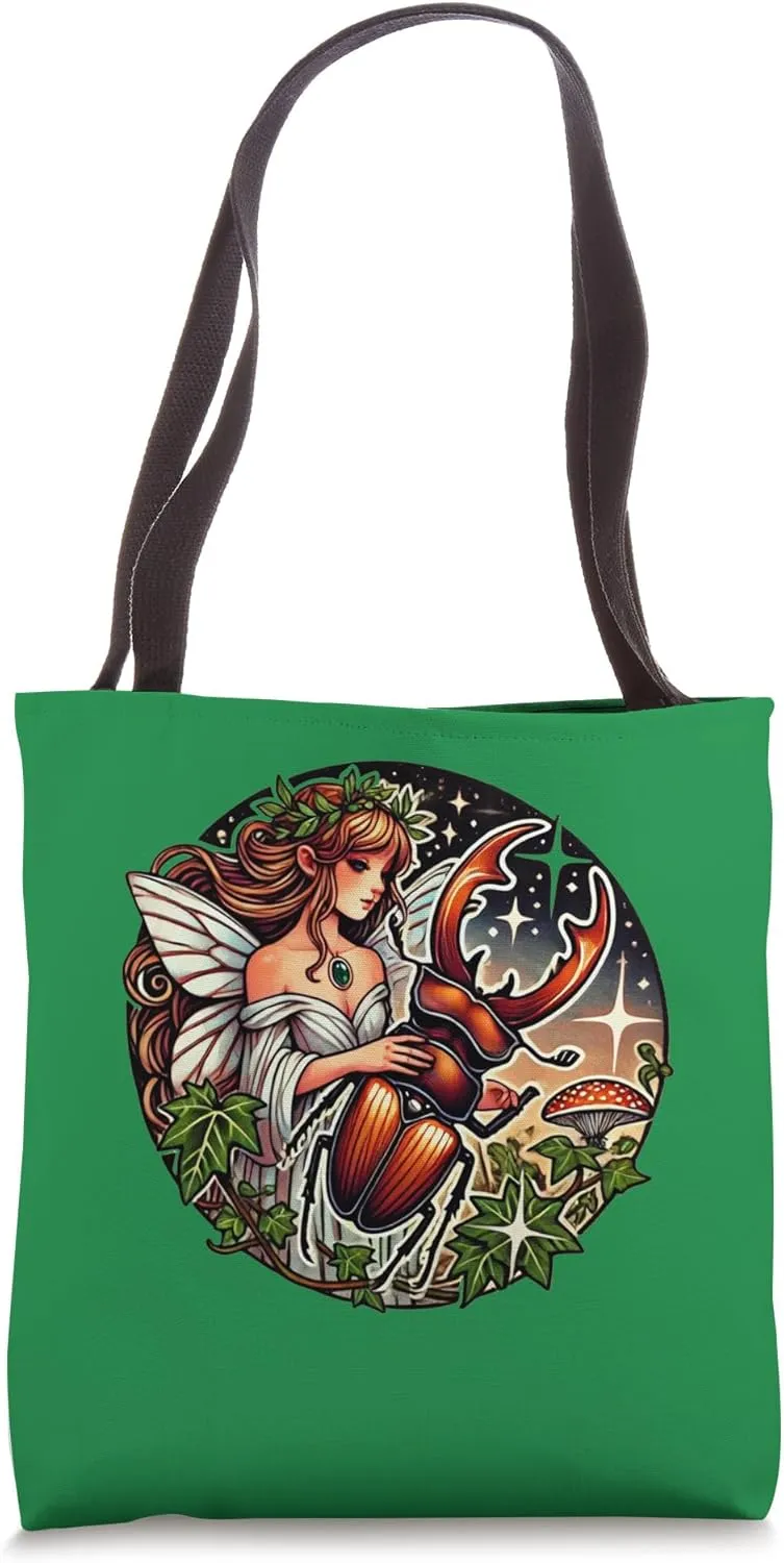 Stag Beetle Fairy Illustration Lucanidae Art Beetles Tote Bag