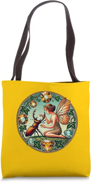 Stag Beetle Fairy Illustration Lucanidae Art Beetles Tote Bag