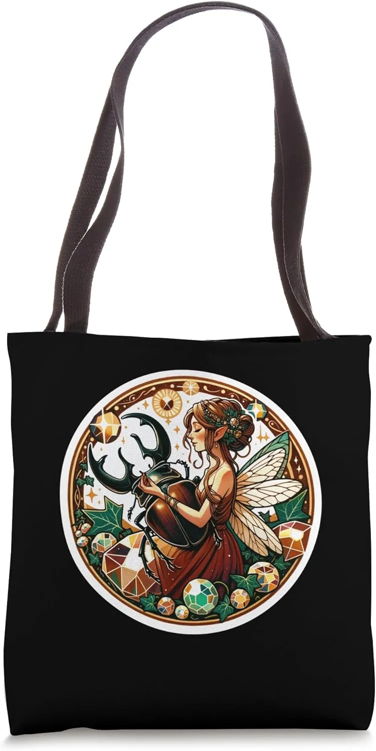 Stag Beetle Fairy Illustration Lucanidae Art Beetles Tote Bag