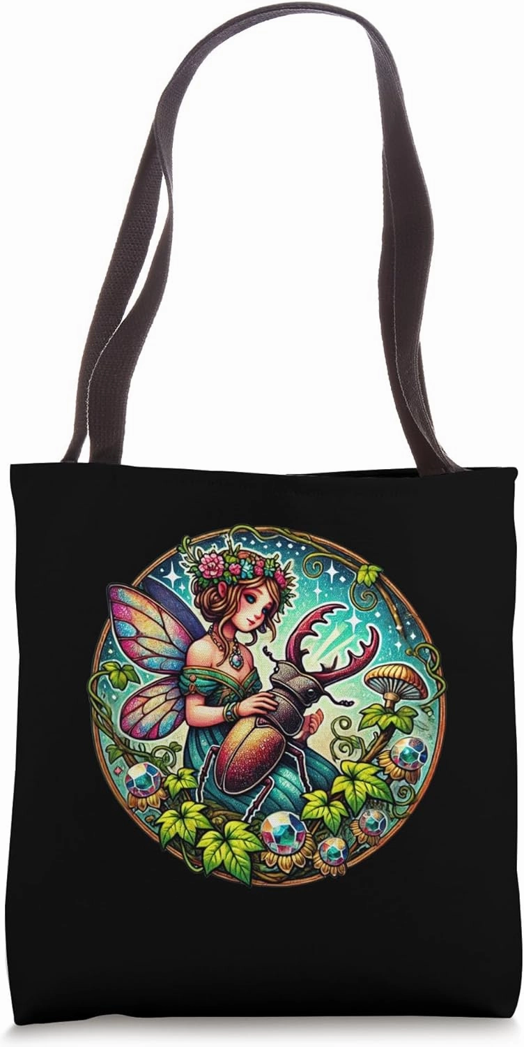Stag Beetle Fairy Illustration Lucanidae Art Beetles Tote Bag