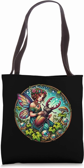 Stag Beetle Fairy Illustration Lucanidae Art Beetles Tote Bag