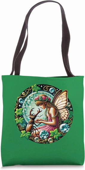 Stag Beetle Fairy Illustration Lucanidae Art Beetles Tote Bag