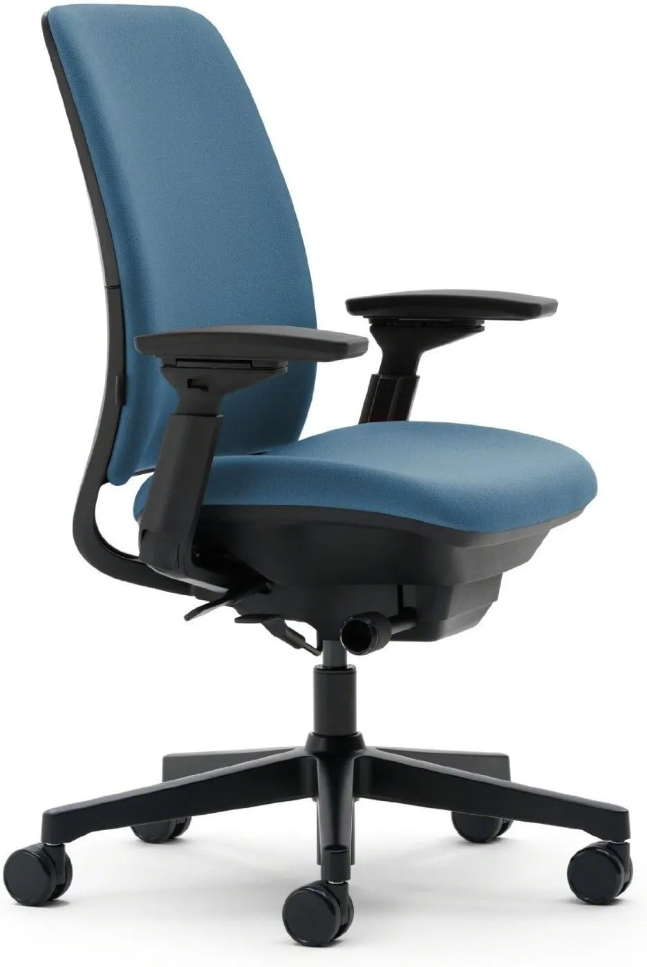 Steelcase Amia Ergonomic Office Chair with Adjustable Back Tension and Arms | Flexible Lumbar with Sliding Seat | Black Frame and Buzz2 Blue Fabric