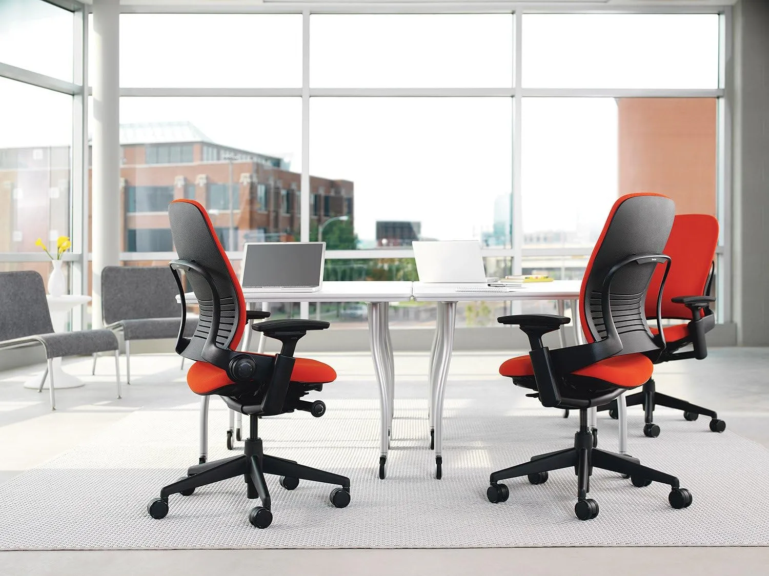 Steelcase Leap Desk Chair V2 with Headrest in Buzz2 Alpine Fabric - 4-Way Highly Adjustable Arms - Black Frame and Base - Soft Dual Wheel Hard Floor Casters