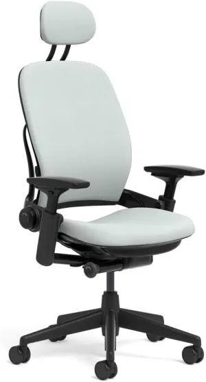 Steelcase Leap Task Chair: Black Base - 4D Adjustable Arms - Headrest - Hard Floor Casters