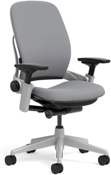 Steelcase Leap Task Chair: Platinum Base - 4D Adjustable Arms - No Headrest - Standard Carpet Casters